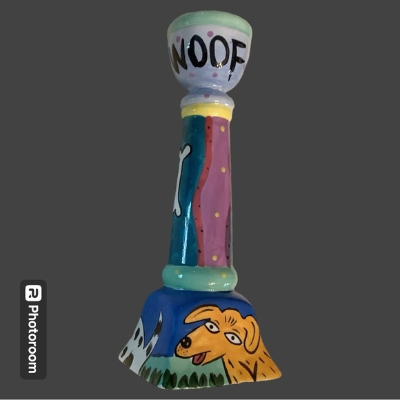 Happy Dog & Cat - WOOF DOG Candlestick "Chaleur" by Karen Gelff, Gently Used. - Picture 2 of 7